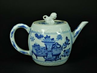 Blue & White Porcelain Teapot - China Late 19th Century Qing Dynasty