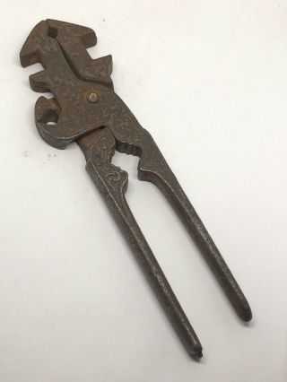 Old Tools,  Unbranded Antique Jaw Pliers/wrench,  7 - 3/4” Unique Filigree Design