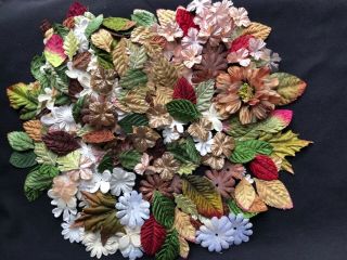 Vintage Millinery Flowers 275 Small Leaves Petals Silk Velvet Paper Crafts