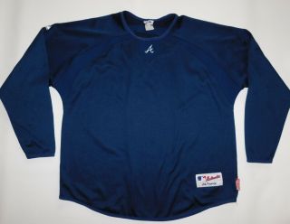 Vtg Authentic Atlanta Braves Majestic Therma Base Fleece Mlb Jersey Shirt Xxl