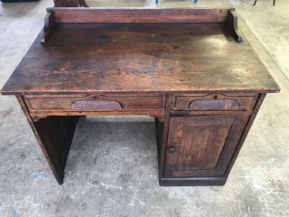 Antique Wooden Writing Desk Office Desk With Drawers And Door