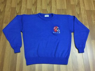 Mens Medium - Vtg 80s Nfl Buffalo Bills Football Embroidered Logo Sweater Usa