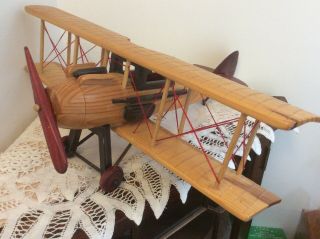 Vintage Handmade Wooden Bi - Plane,  Wooden Propeller