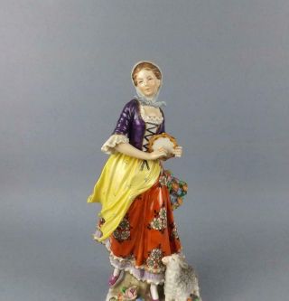 Antique German Porcelain figurine of a Young Lady with Tambourine by Sitzendorf 2