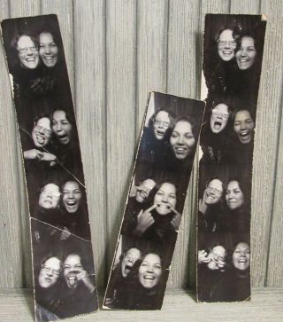 3 Vintage Photo Booth Strips Fun Girl Friends Making Faces Sticking Tongues Out