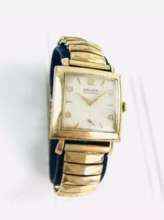 Vintage Gruen Precision Men ' s Wristwatch Watch 10k Gold Filled Swiss 2