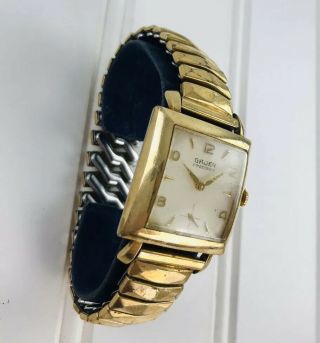 Vintage Gruen Precision Men ' s Wristwatch Watch 10k Gold Filled Swiss 3