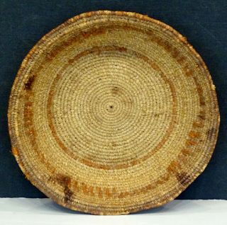 Authentic Native American Indian Antique Coiled Sweetgrass Basket / Design