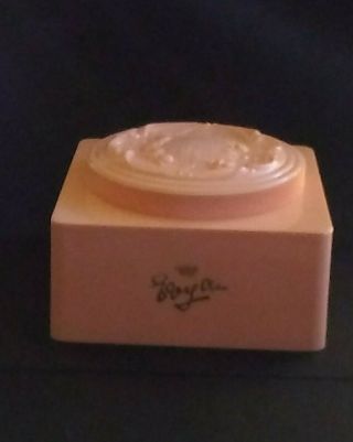 Vintage Evyan Art Noveau Hard Plastic Pink Powder Box With White Puff