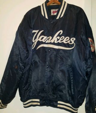 Vtg.  90s Majestic York Yankees Navy Blue Insulated Satin Jacket 3xl Starter
