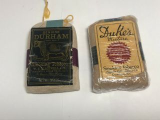 Two Vintage Durham And Dukes Smoking Tobacco Bags,  Not For Use