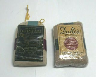 Two Vintage Durham and Dukes Smoking Tobacco Bags,  not for use 2