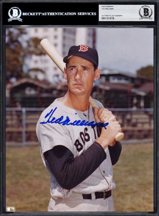 L@@k Encapsulated Ted Williams Signed Autographed Photo Beckett (bas) Psa/dna