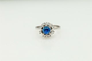 Antique 1950s $6000 1.  30ct Certified No Heat Blue Sapphire Diamond 14k Gold Ring
