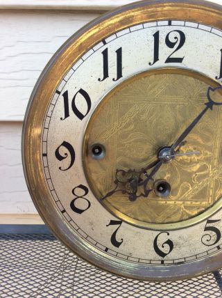 Antique Gustav Becker 3 Weight Grand Sonneire Wall Clock Movement,  Embossed Dial 2