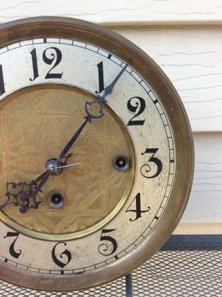 Antique Gustav Becker 3 Weight Grand Sonneire Wall Clock Movement,  Embossed Dial 3