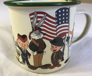 Bugs Bunny Vintage Looney Tunes Mug Coffee Tin Enamel Patriotic Military Service