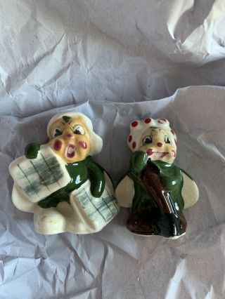Two Vintage 1940s Green Ladybug Ceramic Figurines Made In Occupied Japan