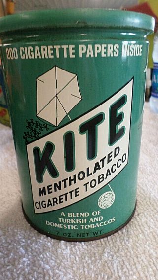 Vintage Kite Mentholated Cigarette Tobacco 7 Oz Tin With Lid