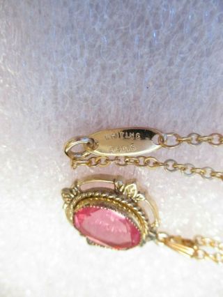Vintage Necklace signed whiting and Davis large pink stone 2