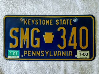 Gr8 2001 Pennsylvania License Plate Tag Number Smg 340 Vintage Pa Keystone