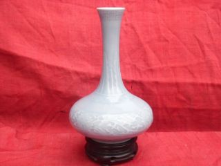 Rare Fine Chinese Clair De Lune Lotus Bottle Vase Qianlong Script Mark 18th19thc