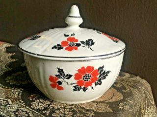 Hall Red Poppy Grease Drip Jar With Lid Vintage 1930s Kitchenware