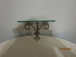 Vintage Home Interiors Twisted Rope Gold Tone Shelf W/ Glass 1980 