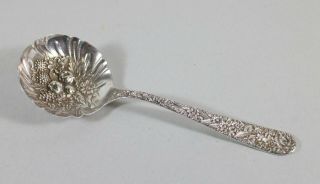 Kirk & Son American Repousse Sterling Silver Berry Serving Spoon 9 " No Monograms