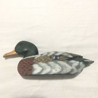 Vintage Hand Painted Carved Wood Duck Decoy Japanese Chinese Glass Eye