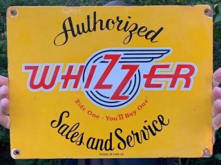 Vintage Whizzer Porcelain Motor Bike Motorcycle Dealership Sales Service Sign
