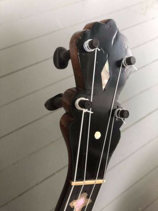 Vintage Antique August Pollmann Walnut Five String Professional Banjo Open Back 2