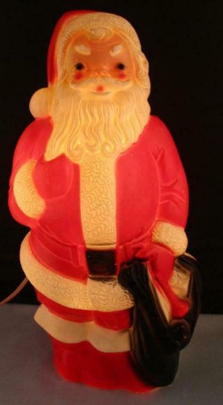 Vintage 1968 Empire Plastics Blow Mold Light - Up Santa 13.  5 " Rosy Cheeksexcellent