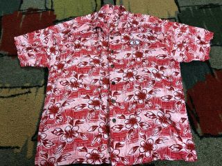 Ohio State Buckeyes Rayon Hawaiian Button Down Short Sleeve Jersey Shirt Mens L