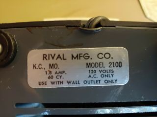 Vintage Rival Grind - O - Matic Electric Meat Grinder/Chopper (Model 2100) 3