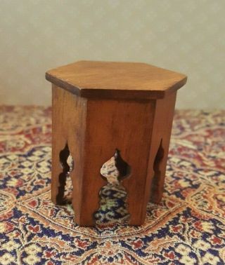 Dollhouse Miniature Artisan Made Vintage Wood Six - Sided Moorish Table,  1:12