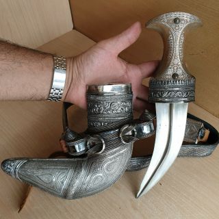 24 Old Rare Antique Islamic Omani Silver Dagger Jambiya Jambya Khanjar Kinzal
