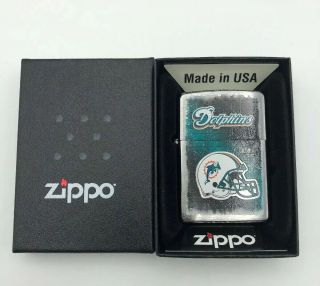 Zippo Miami Dolphins Football Cigarette Lighter Personalized Engraved W Box Wow