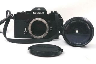 Vintage Nikon Nikomat El 35mm Slr Camera With Nikkor 24mm 1:2.  8 Lens
