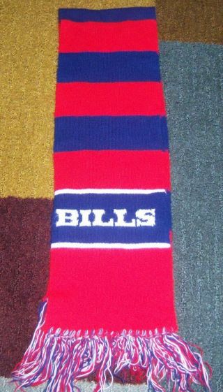 Vintage 1980s Very Rare Buffalo Bills Knit Authentic Winter Scarf Jersey L