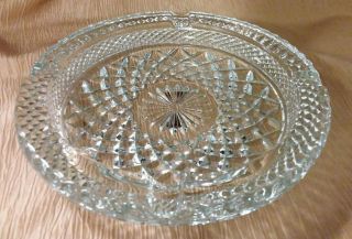 Vintage Clear Cut Glass Ashtray,  Large & Heavy,  1960 