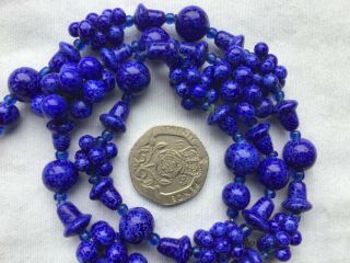 Vintage Czech Or Venetian Blue Lapis Glass Bead Necklace
