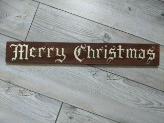 Merry Christmas Vintage Style Primitive Hand Painted On Old Wood Sign 28 In.