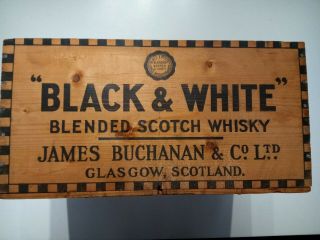 Black &white Scotch Whisky Wooden Crate Vintage 70 