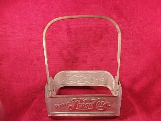 Vintage Pepsi:cola Double Dot Metal Soda Bottle Carrier/ Advertising Piece