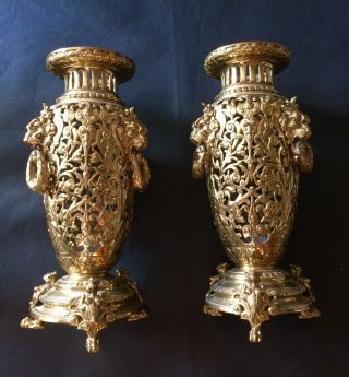 19th Century Russian Empire Period Gilt Bronze Neoclassical Vases.  6.  8kg