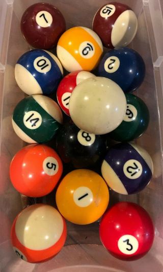 Vintage Decor Set Of 2 1/4 " Pool Billiard Balls,  Cue Ball - Ball 4 Is Missing