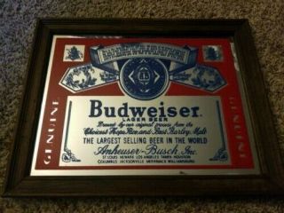Vintage Budweiser King Of Beer Anheuser Busch Mirror Bar Sign Man Cave