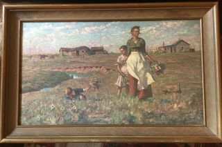 Vintage Framed Canvas Print Of " The Prarie Is My Garden " By Harvey Dunn