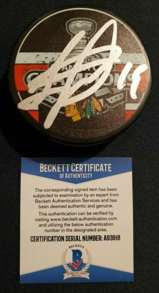 Jonathan Toews 2010 Stanley Cup Signed Puck Bas Beckett 100 Authentic Auto